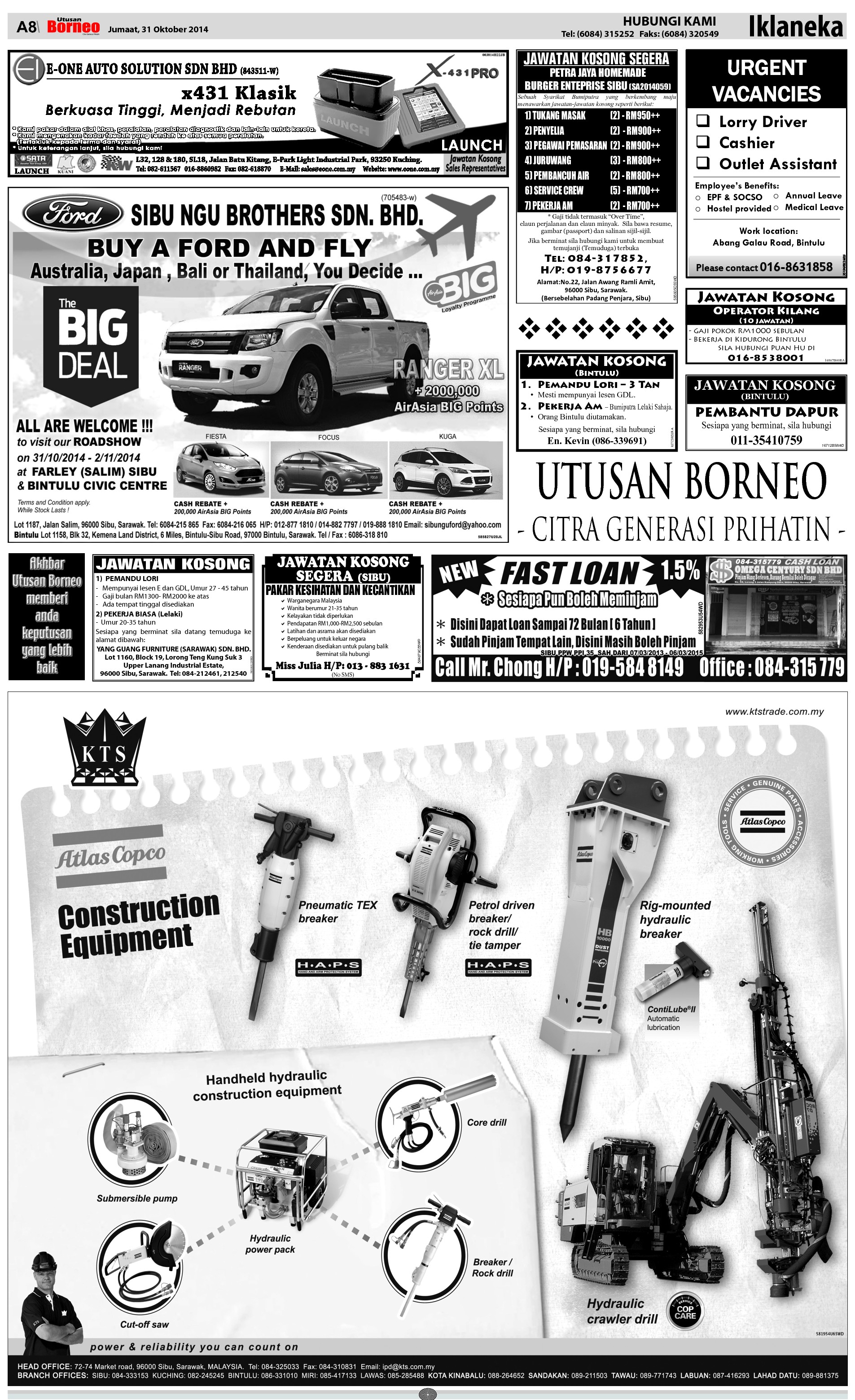 Friday Oct 31 The Borneo Post Classifieds